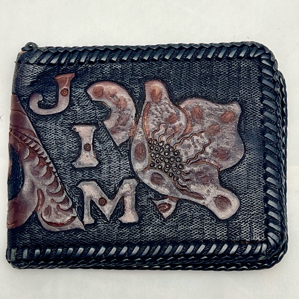 Vintage Handmade Tooled Leather Wallet